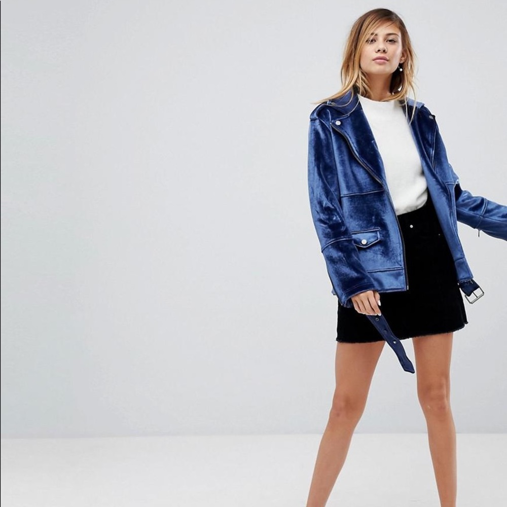 Monki Blue Velvet Jacket